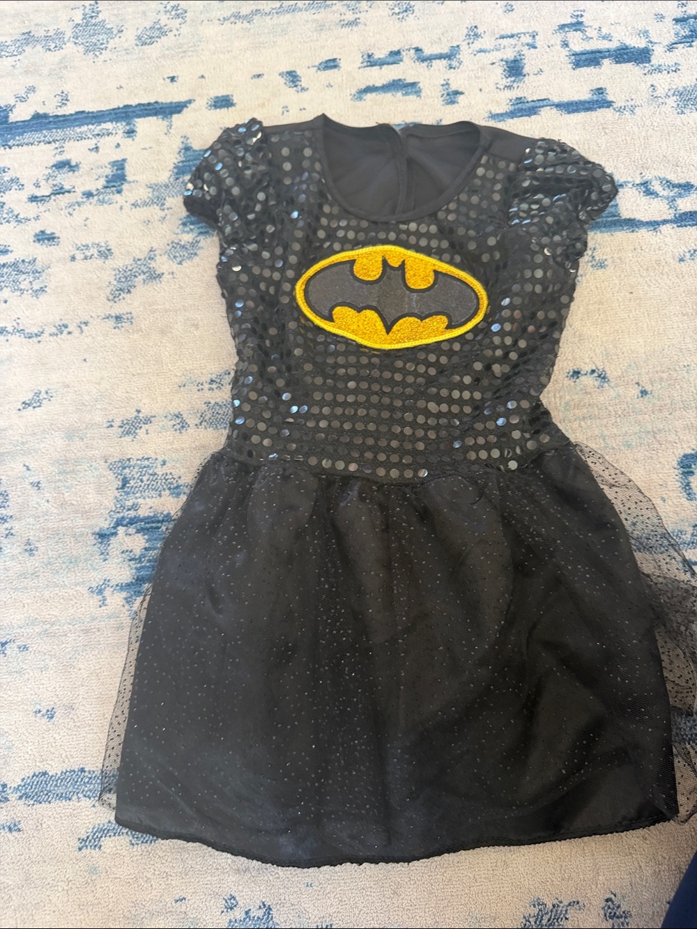 Girls Black and Yellow Superhero Bat Dress Costume
